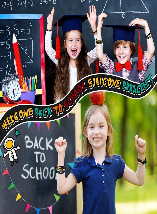 Kigeli 60 Pcs Welcome Back to School Bracelets Silicone Wristbands Gift Bulk First Day of School Favor for Kindergarten Students Prize Party Supplies Decorations (Black Style) - Image 5